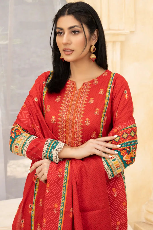 Readymade Embroidery Lawn 1466-Red