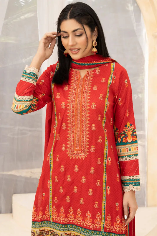 Readymade Embroidery Lawn 1466-Red