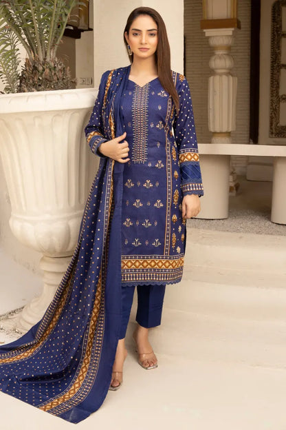 Readymade Embroidery Lawn Beechtree-1466-Navy