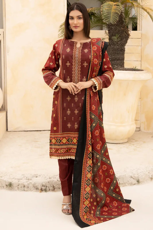 Pakistani Suits Embroidery Lawn 1466-mahroon