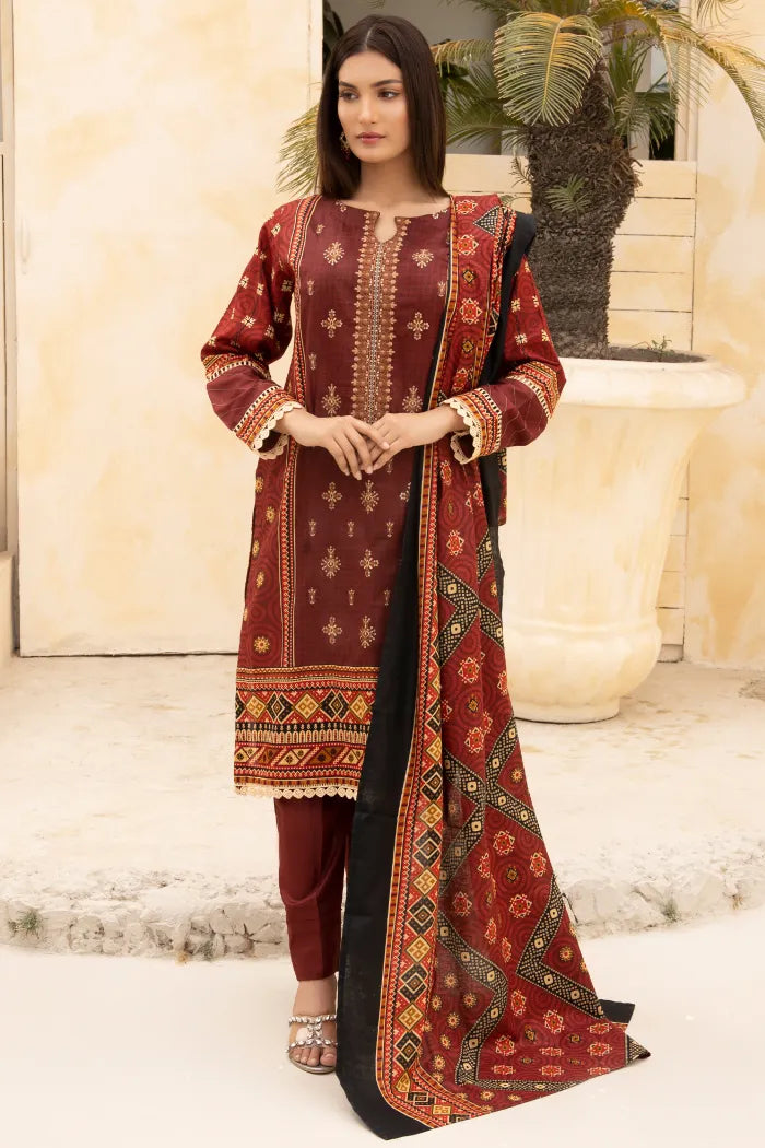 Pakistani Suits Embroidery Lawn 1466-mahroon