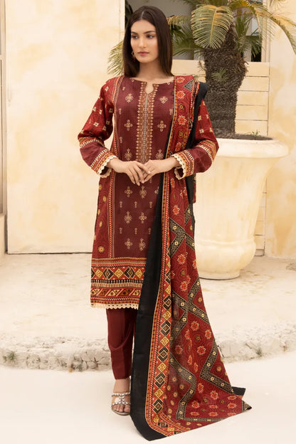 Pakistani Suits Embroidery Lawn 1466-mahroon