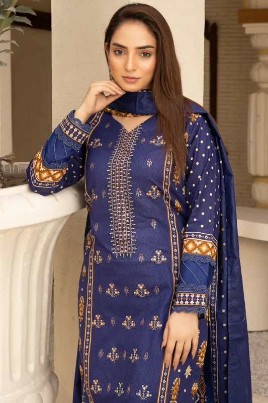 Readymade Embroidery Lawn Beechtree-1466-Navy