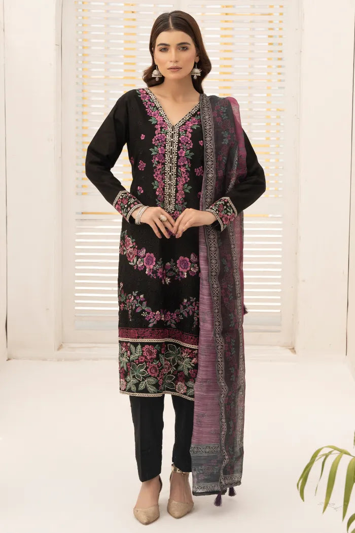 Elan Embroidered Chikan Kari Lawn 1468 Black