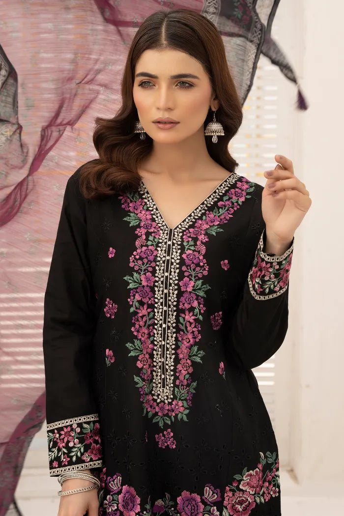 Elan Embroidered Chikan Kari Lawn 1468 Black