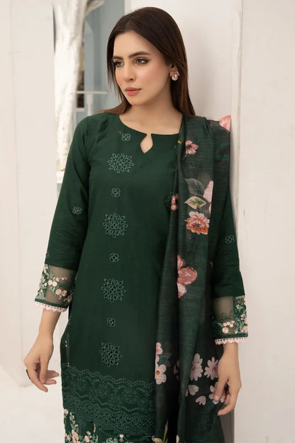 Baroque Embroidered Leaser Cut Lawn 1468 Green