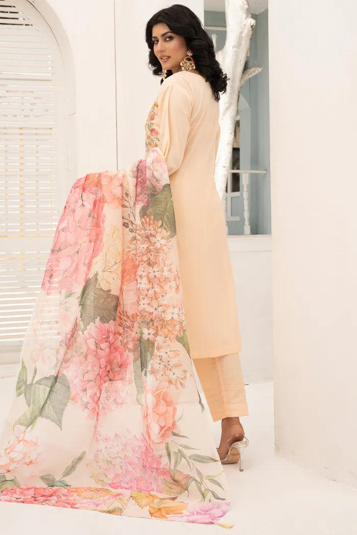 Baroque Embroidered Chikan Kari Lawn 1468 Peach