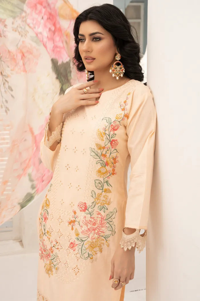 Baroque Embroidered Chikan Kari Lawn 1468 Peach