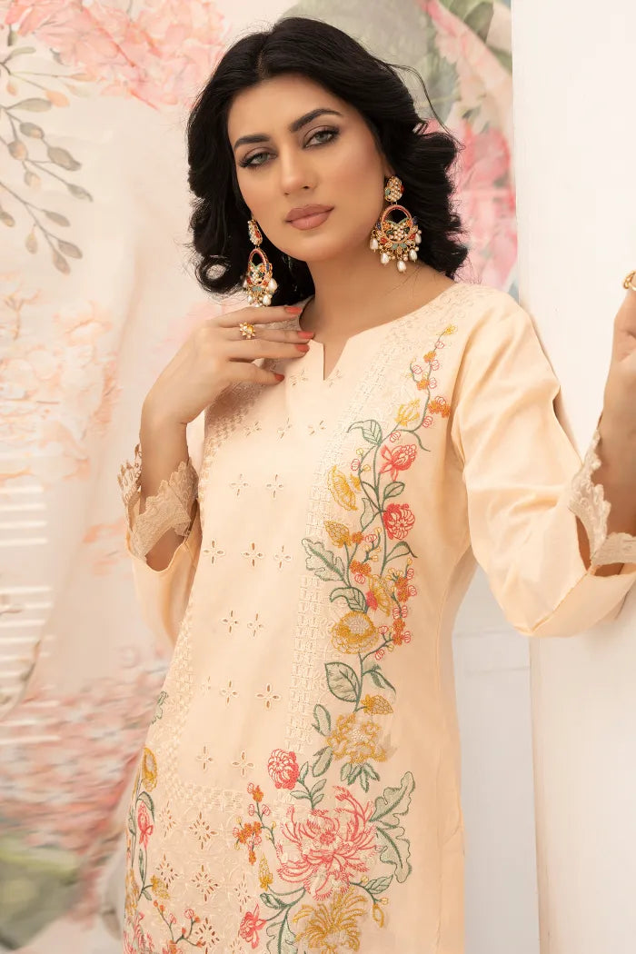 Baroque Embroidered Chikan Kari Lawn 1468 Peach