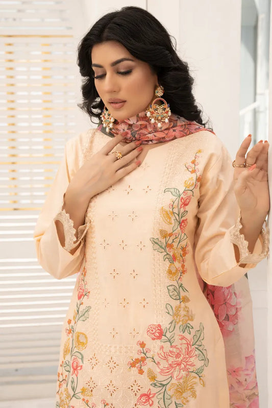 Baroque Embroidered Chikan Kari Lawn 1468 Peach