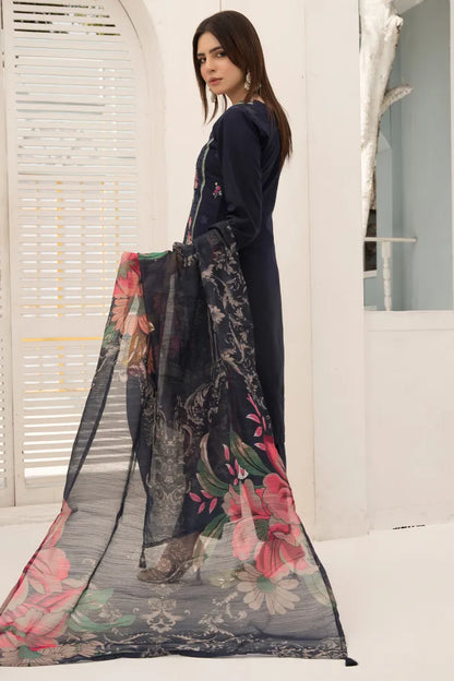 Elan Embroidered Chikan Kari Lawn 1468 Navy