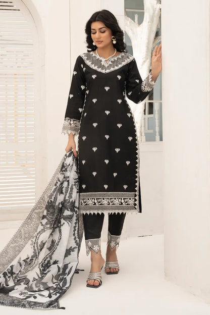 Gul Ahmed Embroidered Doria Lawn 1468 Black White