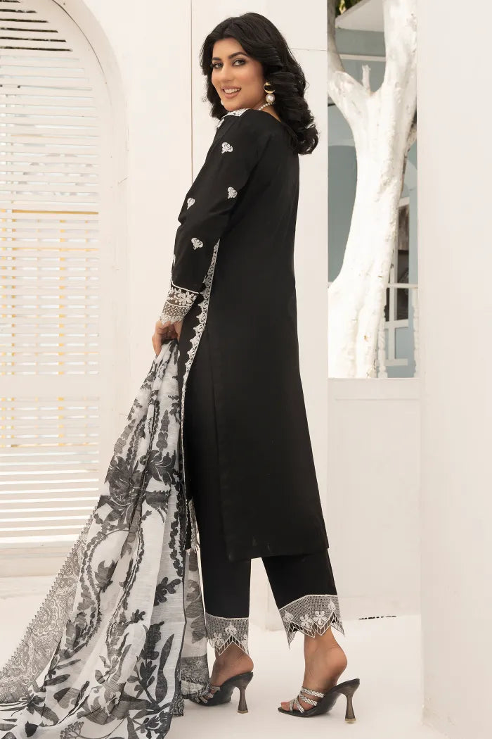 Gul Ahmed Embroidered Doria Lawn 1468 Black White