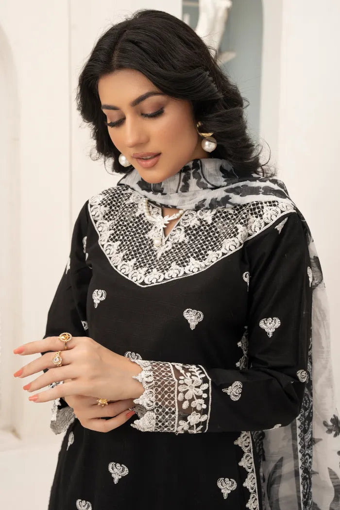 Gul Ahmed Embroidered Doria Lawn 1468 Black White