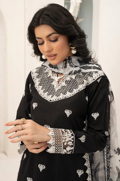 Gul Ahmed Embroidered Doria Lawn 1468 Black White