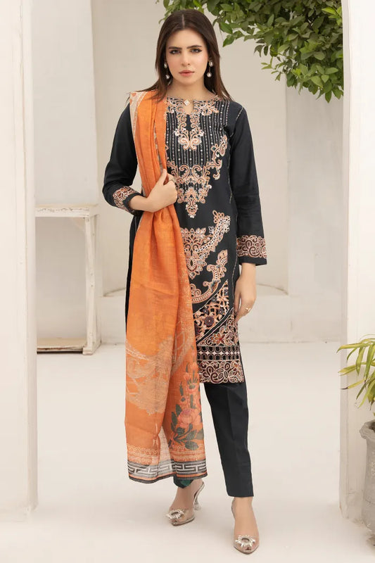 Jazmin Embroidered Doria Lawn 1468 Charcoal