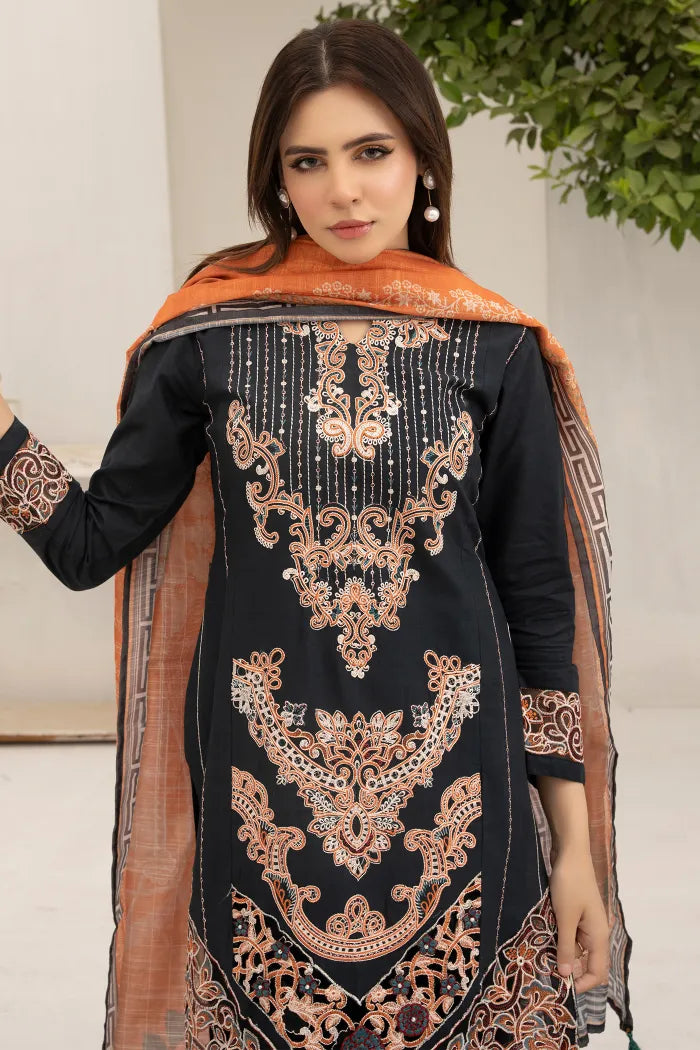 Jazmin Embroidered Doria Lawn 1468 Charcoal