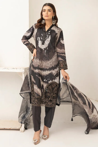 Maria B Leaser Cut Embroidered Silk 1471 Brown