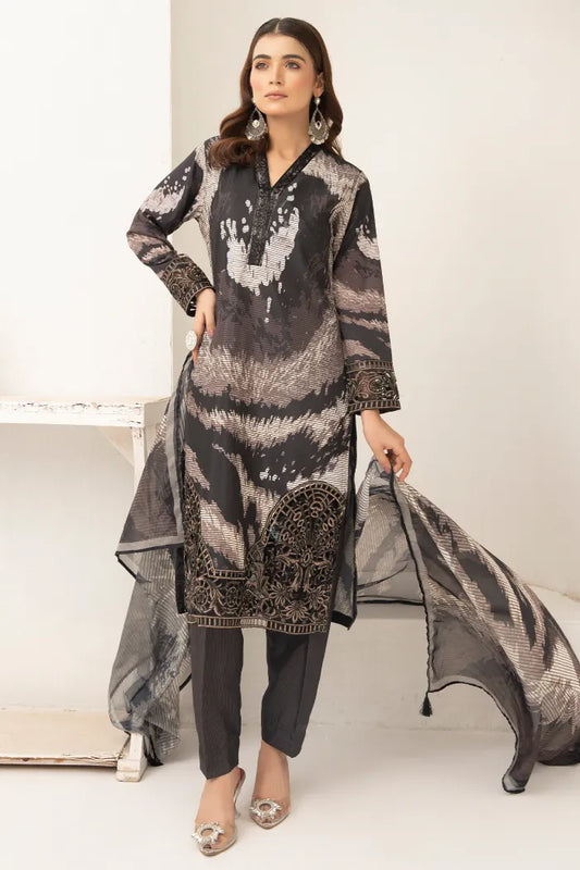 Maria B Leaser Cut Embroidered Silk 1471 Brown