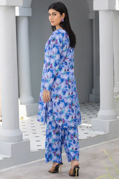 Readymade Linen Ethnic Floral Printed CO-ORDS-1452-Blue