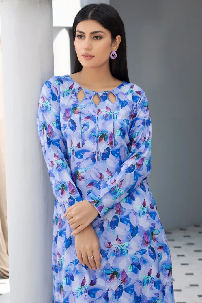 Readymade Linen Ethnic Floral Printed CO-ORDS-1452-Blue