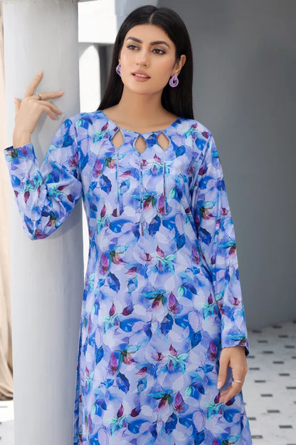 Readymade Linen Ethnic Floral Printed CO-ORDS-1452-Blue