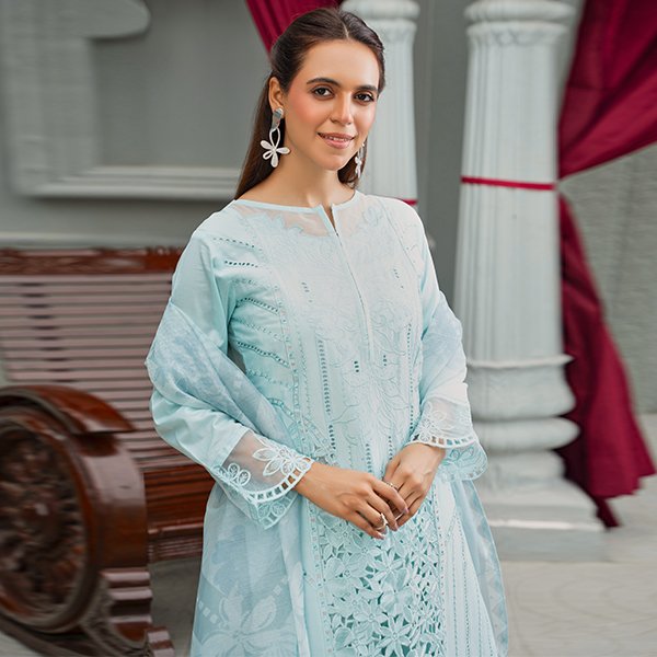 Maria B Leaser Cut Chikin kari Embroidered Lawn 1468 Sapphire