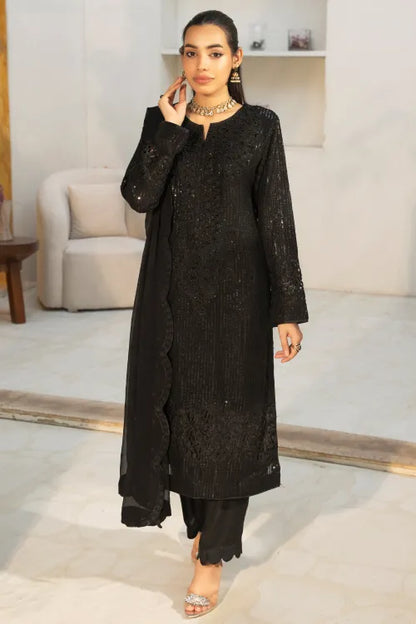 Pakistani Ready Made Ladies chiffon party wear  Suit by Maria B BLACK