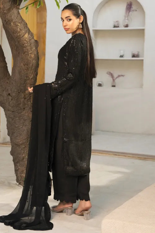 Pakistani Ready Made Ladies chiffon party wear  Suit by Maria B BLACK