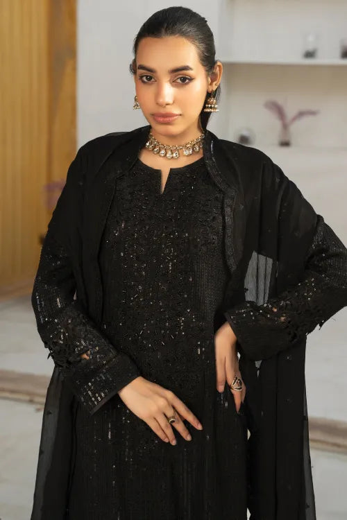 Pakistani Ready Made Ladies chiffon party wear  Suit by Maria B BLACK