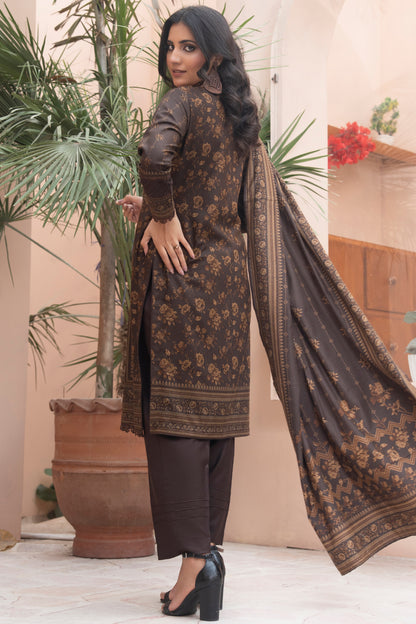 Pakistani Embroidered Brown Dhanak Suit for Women – Winter Designer Collection