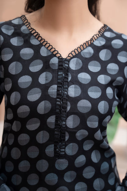 Pakistani Black Grey Floral Printed  Dhanak Suit for Women – Winter Designer Collection