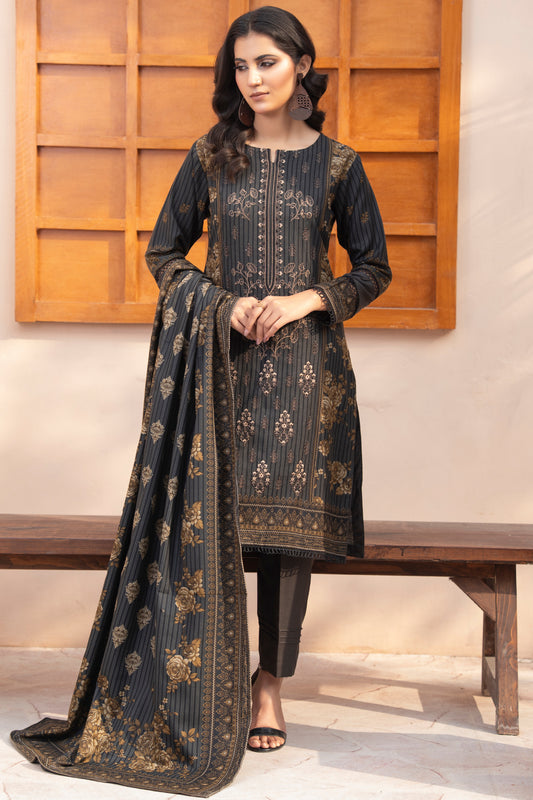 Pakistani Embroidered Gray Dhanak Suit for Women – Winter Designer Collection