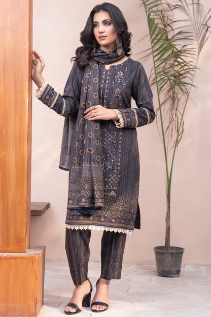 Pakistani Embroidered Gray Dhanak Suit for Women – Winter Designer Collection
