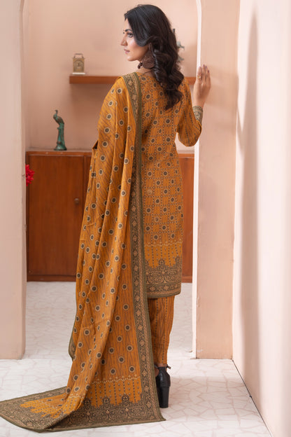 Pakistani Embroidered Mustard Dhanak Suit for Women – Winter Designer Collection