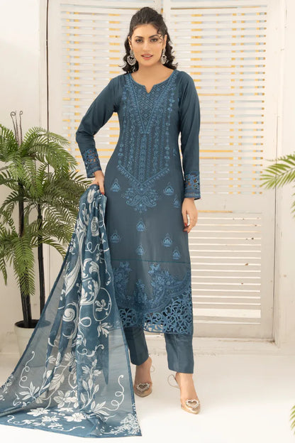 Baroque Leaser Cut Embroidered Lawn 1468 Zinc