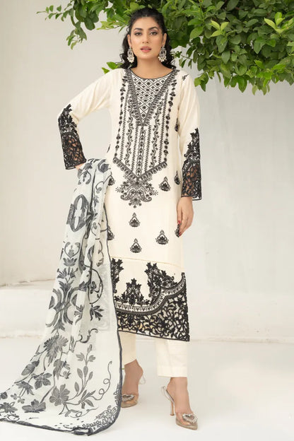 Baroque Leaser Cut Embroidered Lawn 1468 Offwhite