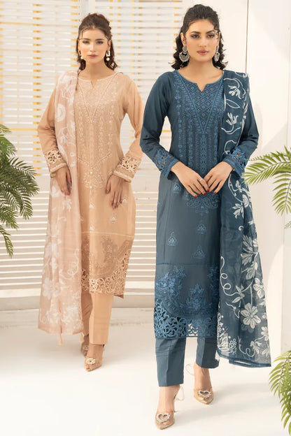 Baroque Leaser Cut Embroidered Lawn 1468 Zinc