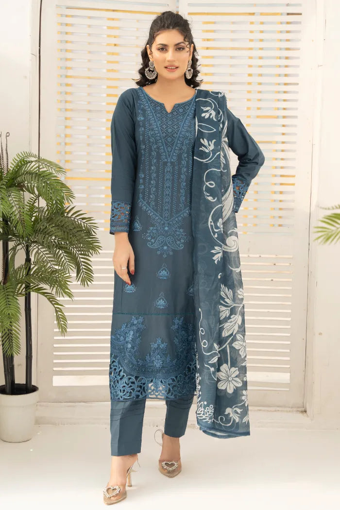 Baroque Leaser Cut Embroidered Lawn 1468 Zinc