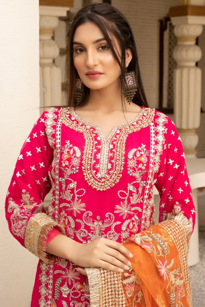 Partywear Chiffon Asim Jofa 1464 Pink