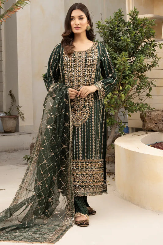 Partywear Chiffon Motifz 1464 Green