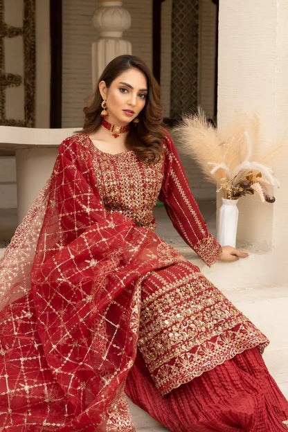 Partywear Chiffon Motifz 1464 Mahroon