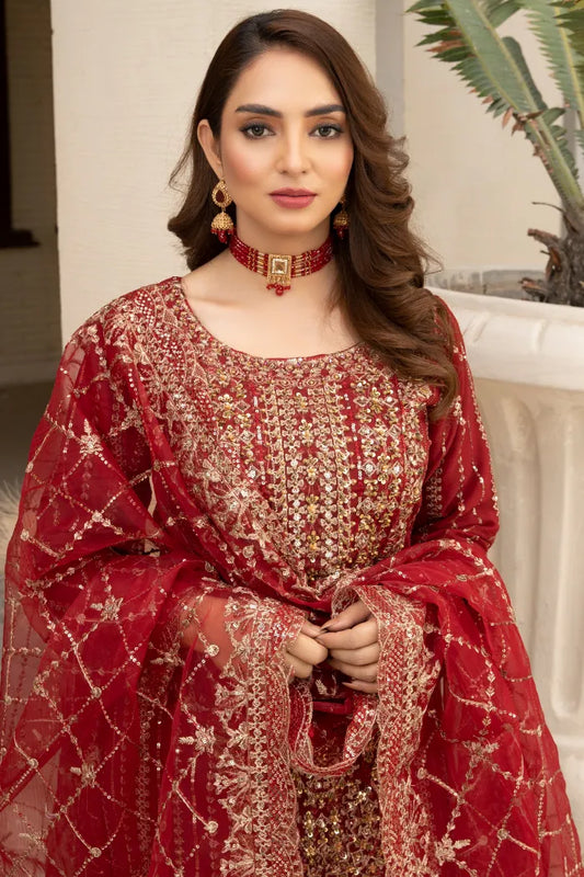 Partywear Chiffon Motifz 1464 Mahroon