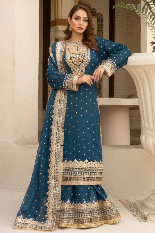Partywear Chiffon Asim Jofa 1464 Zinc