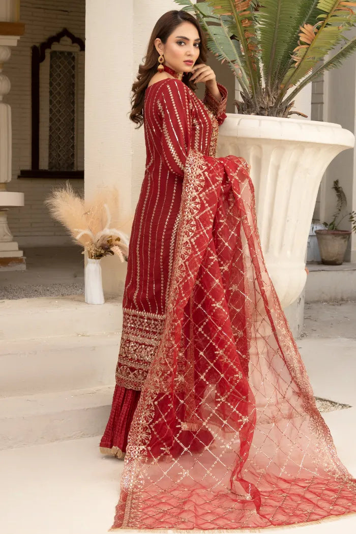 Partywear Chiffon Motifz 1464 Mahroon