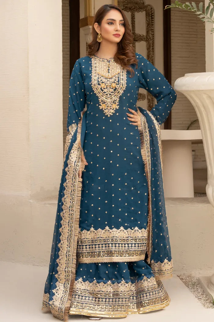 Partywear Chiffon Asim Jofa 1464 Zinc