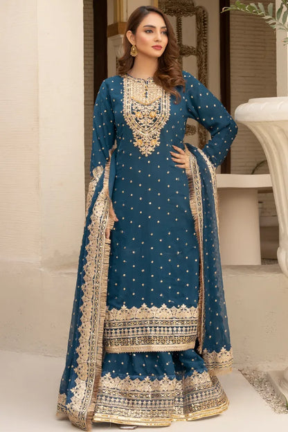 Partywear Chiffon Asim Jofa 1464 Zinc