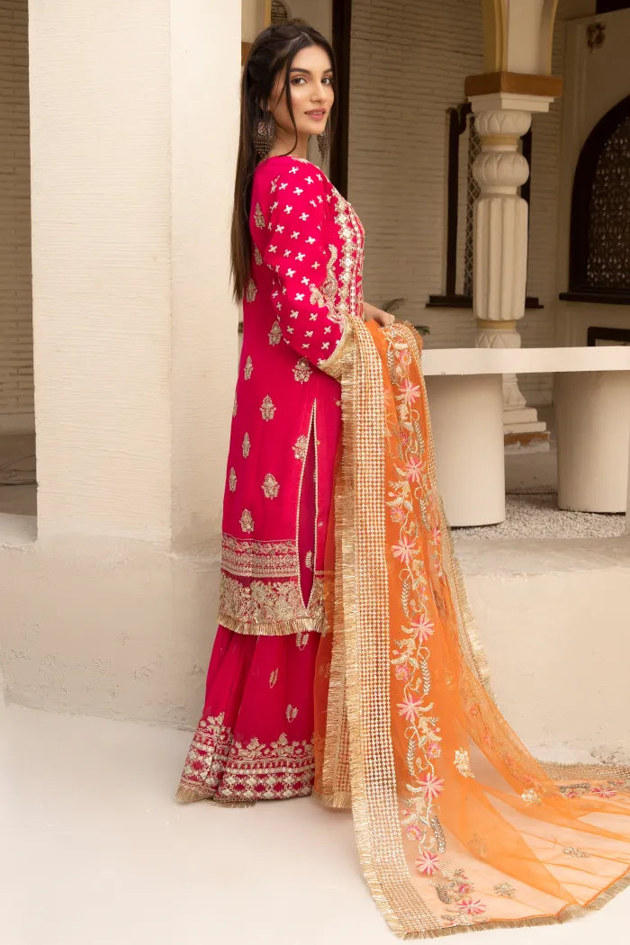 Partywear Chiffon Asim Jofa 1464 Pink
