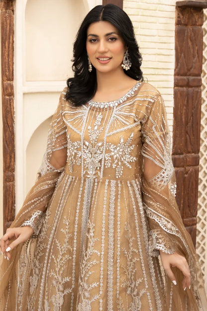 Partywear Organza Maxi Emaan Adeel 1464 Latte