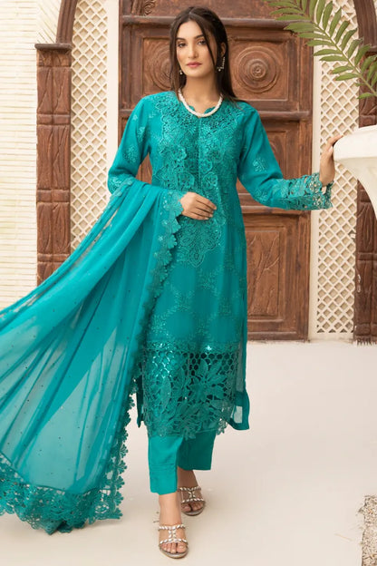 Partywear Chiffon Maria B 1464 Jade Green